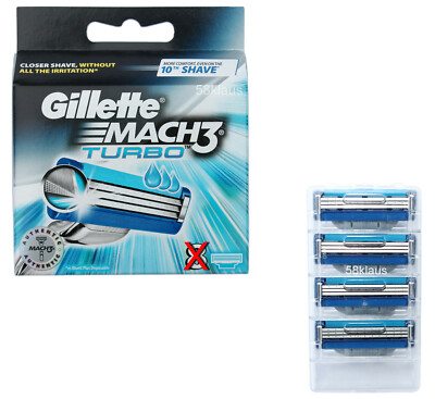 4x Gillette Mach3 Turbo Klingen / Rasierklingen im tKh ohne Umverpackung