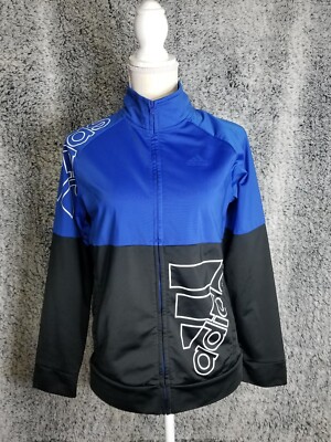 Adidas Royal Blue, Black White Full-Zip Mock Neck Jacket Size L