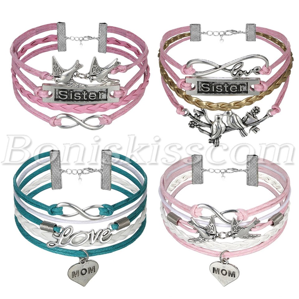 Fuqimanman2020 Infinity Love Leather Wrap Bracelet - Stackable Rhinestone Bracelet For Women & Men, Couple Gift - View #2