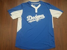 Mens LA Dodgers Jersey Majestic Cool Base Two Button Batting Jersey Sz XL CHAMPS