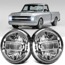 Brightest Pair 7" Round LED Headlights For Chevy C10/20 Pickup Camaro LUV Nova