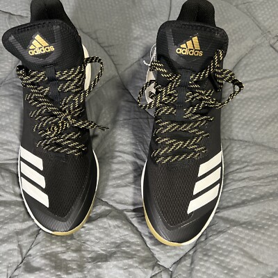 New Adidas Boost Icon 4 Metal Baseball Cleats Mens Size 7.5 Black Gold CG5148