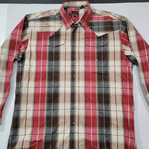 Roper 2XT Tall Mens Western Cowboy Rodeo Shirt Red Black Plaid Pearl Snap