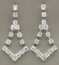 1 PAIR SILVER CRYSTAL TANZANITE EARINGS VINTAGE BEAUTIFUL SHAPE 16 CRYSTALS
