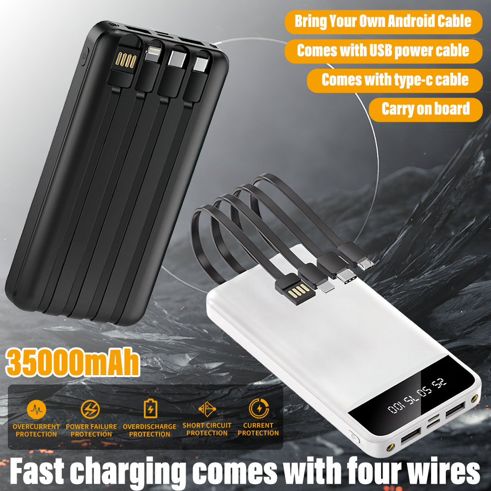 Portable 35000mAh Power Bank with PD22.5W Fast Charging and 4 USB LCD Display-image