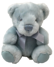 Blue Baby Teddy Bear Rattle Pleather Feet Pastel Pal First  Main Plush 6" Lovey