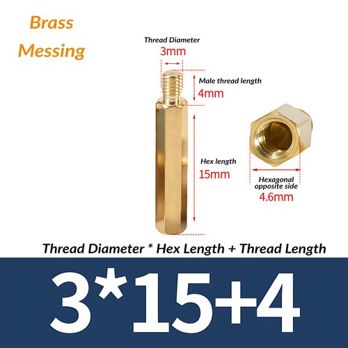 M2 M2.5 M3 M4M5 Male to Female Standoff PCB Threaded Spacers Hex Hexagonal Brass - Picture 90 of 147