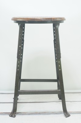 adjustable metal stool with wood seat