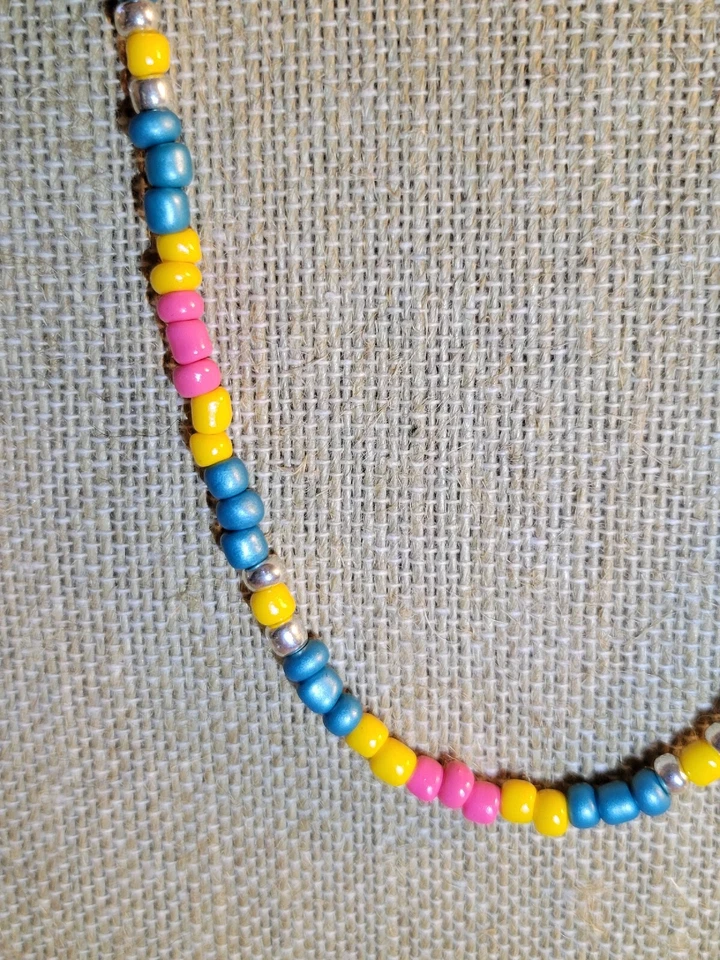 Multicolor Rosa Turquesa Amarillo Surfer Boho Collar Cuentas Cuentas de Vidrio Hippie Foto 3 de 4