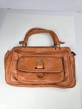 TRE Vero Brown 100% Cow Leather Handbag Weave Purse Large Polka Dots Inside
