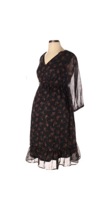 black and pink maternity dress Short Sleeve Black Floral Maternity Dress | Hello Miz