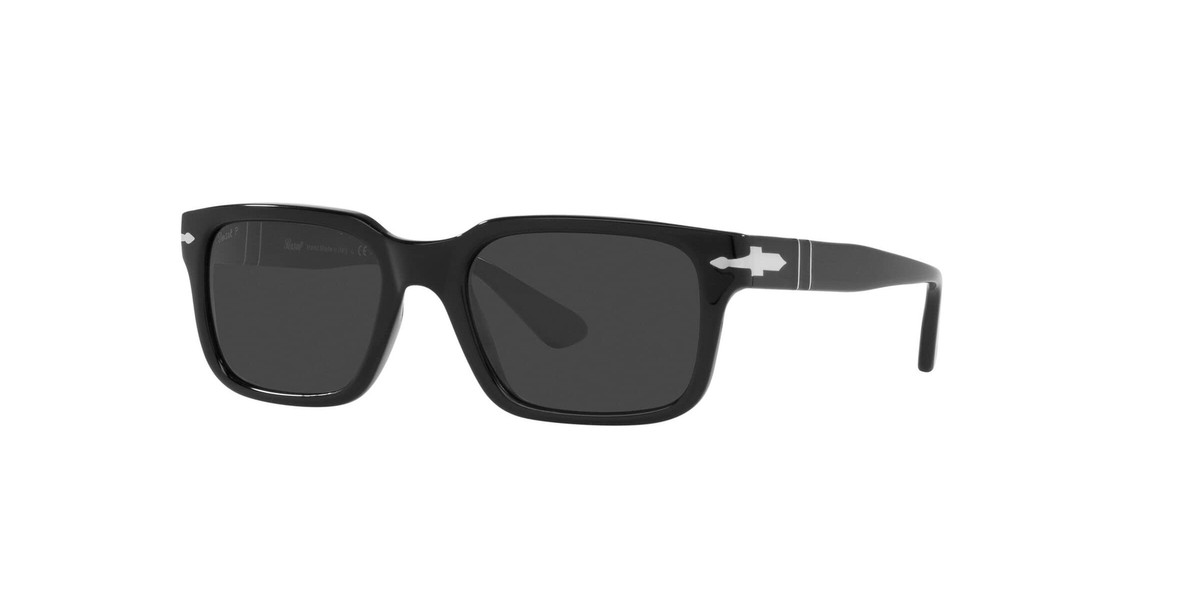 Persol PO3272S Polarized Rectangular Sunglasses, Black, 53mm