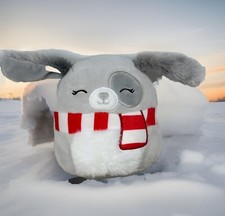 Squishmallow Ivy Gray Dog 2022 Holiday Plush Toy Christmas Winter 5" Gray Scarf