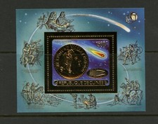 G335 Guinea 1986 Weltraum Comet Gold Medaillon Blatt MNH