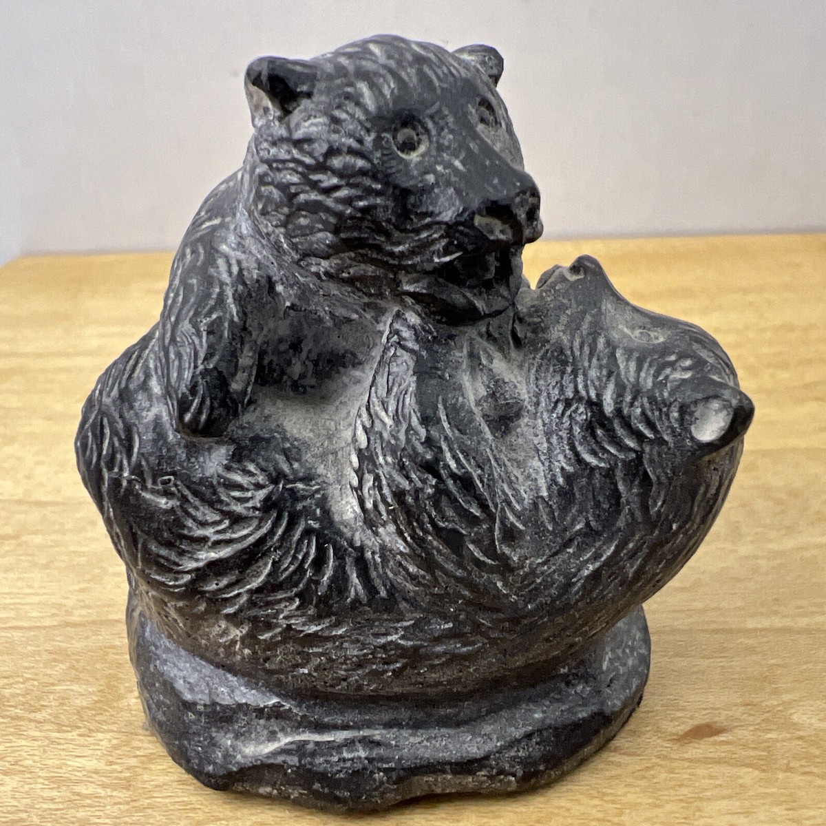 The Wolf Sculptures Original Hand Carved Soapstone Bear Cubs