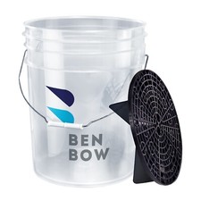 BENBOW Premium Set: Wascheimer 20L Weiß|Schwarz, Deckel, Schmutzsieb, Eimerwagen