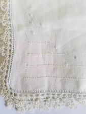 Vintage Hanky Handkerchief Tatted Embroidered dots  edging A3