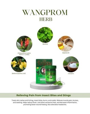 Wangprom Green Thai Herbal Balm 50g Pack of 4
