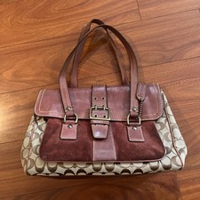 COACH SPECIAL EDITION SIGNATURE C BURGUNDY SUEDE and LEATHER 7065 READ