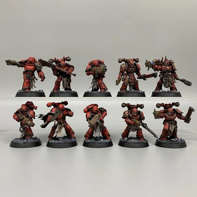 10 Bemalte Rote Corsairs Chaos Space Marines Warhammer 40K Squad - Bild 1 von 3