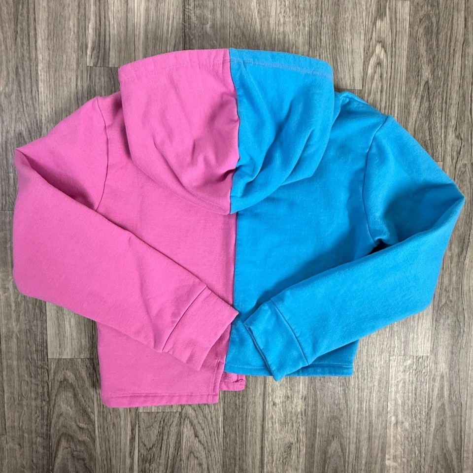 Moletom com capuz princesa Disney rosa azul dividido Aladdin Belle Tiana Cinderela 11/12 - Imagem 2 de 4