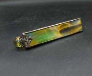 Kaleidoscope Cats Eye Yellow Marble Leaded Stained Glass Vintage 7”