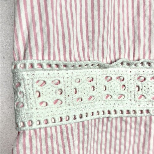 Pink Seersucker Brooks Brothers Girl’s Dress Cotton Eyelet Trim Short Sleeve 8 - Picture 4 of 8
