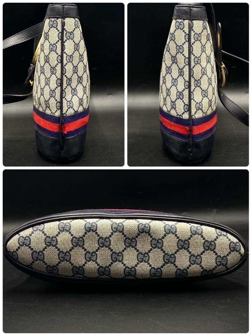 GUCCI Interlocking G Sherry Line Shoulder Bag Crossbody PVC Leather Navy thumbnail 9