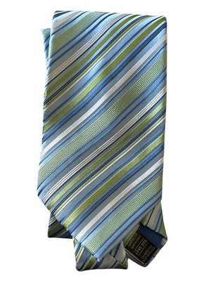 Marks & Spencer Herren 100 % Polyester Retro Blau Mix Gestreift Spitz Krawatte