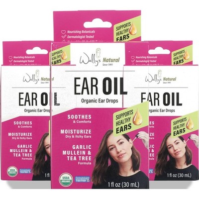 Wally'S Natural Ear Oil Organic Drops 1 Oz Tea 3 Pack