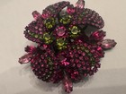 Vintage  Vendome With Pink Magenta Green Rhinestone Brooch& Earrings Set — photo 1