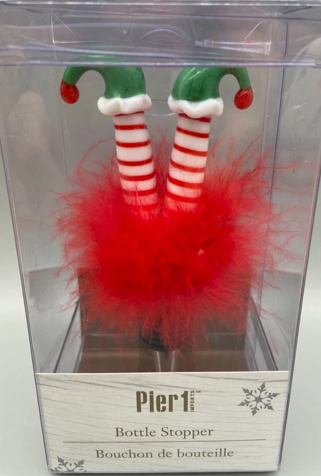 Lindo tapón de vino Pier 1 botella de elfo bocadillo temático de Navidad NUEVO Foto 2 de 4