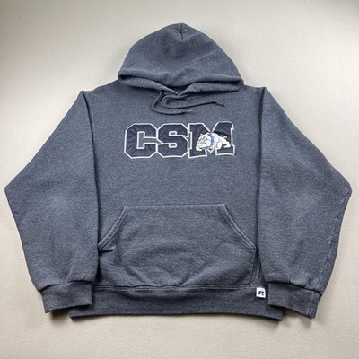 Vintage College San Mateo Hoodie Sweatshirt Mens XL Gray Russell CSM Bulldogs