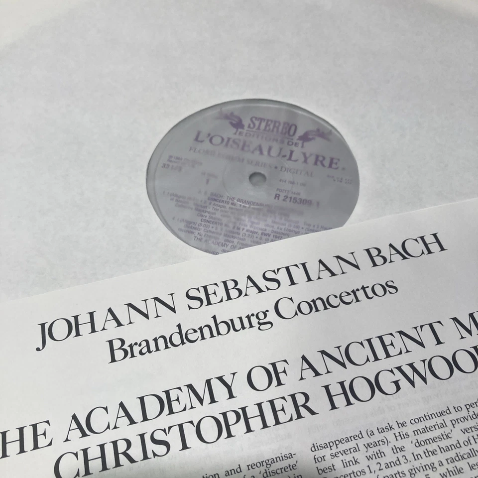 Bach Brandenburg Concertos Academy of Ancient Music 2LP R 215309 Hogwood Vinyl - Image 2 of 4