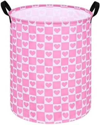 19.7'' Round Kids Laundry Basket Gift Baskets Storage Laundry R-Pink Heart