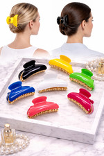 6 Pack Women Hair Claw Clips Plain Color Nonslip Grip Clamp Hair Barrette 3" Lot