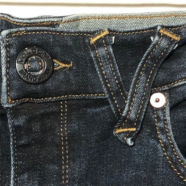 Volcom Solver Modern Straight Stretch Denim Mens 31 Dark Wash Skater Distressed - Image 3 of 4