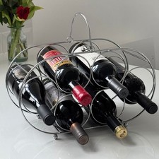 Porta vino ovale Mako, metallo, elegante, contiene 6 bottiglie, piano di lavoro