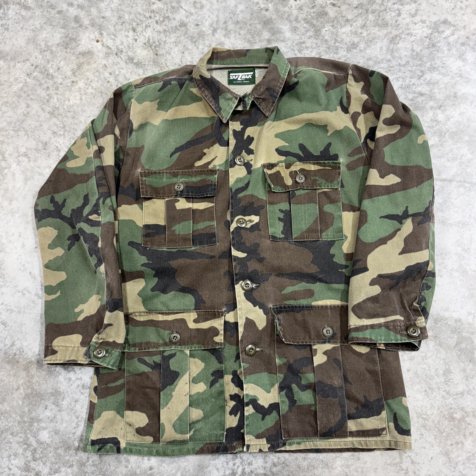 Vintage Saftbak Jacket Mens Large Camo Hunting Utility Coat Camouflage 80s