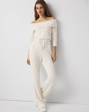 NWT White House Black Market WHBM Off-The-Shoulder Fold-Over Jumpsuit