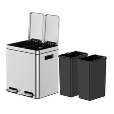 30L Stainless Steel Step-On Garbage Bin Rubbish Trash Can Kitchen Office AU