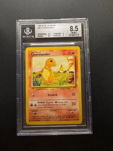 Charmander NM-MT+ BGS 8.5 1999 Base Unlimited