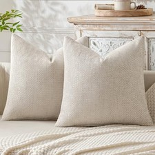 Pack of 2 Couch Throw Pillow Covers 18x18 Inch 18" x 18" Pack of 2 Beige