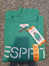 NWT Esprit Women's Logo Fleece Crewneck Green Viral 80's Vintage Sz XXL
