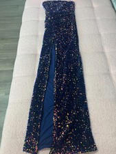 NWT Fashion Nova Strapless Navy Sequin Dress - Small