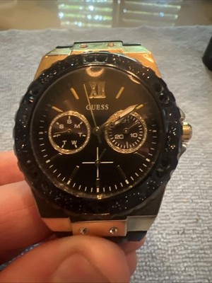 Guess Men's Watch GW0853G2 Quartz Black Dial Gold Steel Silicone Strap U1053L7