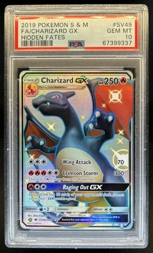 2019 Pokemon SM Hidden Fates Charizard GX #SV49/SV94 PSA 10 GEM MINT