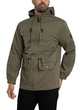 Trojan Men's Twill Badged Parka Jacket, Green