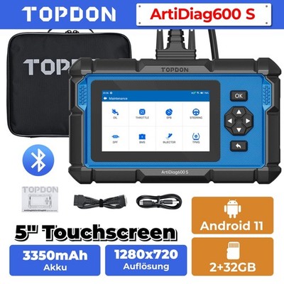 TOPDON Artidiag600S 2.0 KFZ OBD2 Diagnosegerät Scanner Deutsch CAN FD TPMS SAS