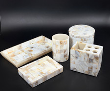 Capiz Mother of Pearl Bath Accessory Set 5 Pc...